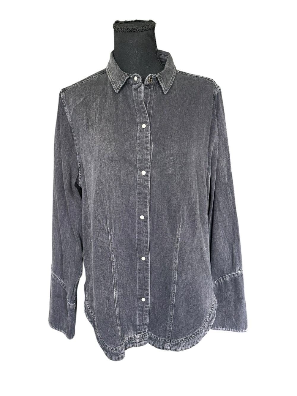 Overland Black Denim Snap Front Western Shirt Jacket Shacket Size Large/XL